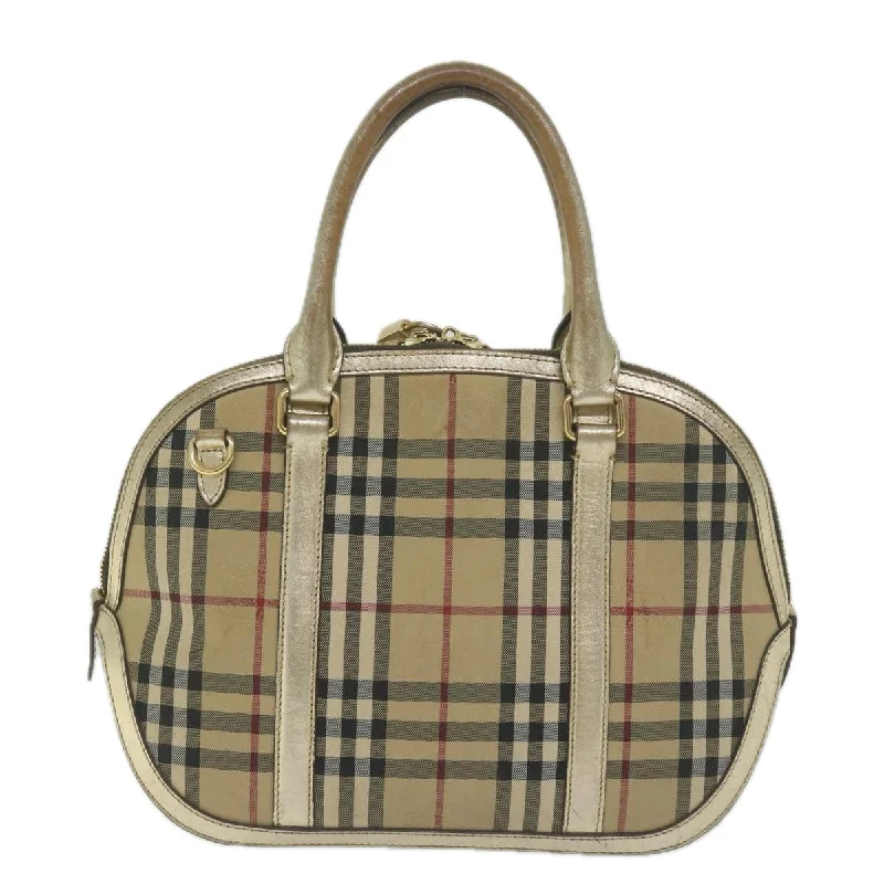 BURBERRY Nova Check Hand Bag Nylon Canvas Beige  61344