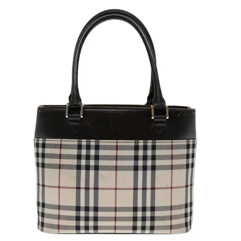 BURBERRY Nova Check Hand Bag Canvas Beige Dark Brown  71231