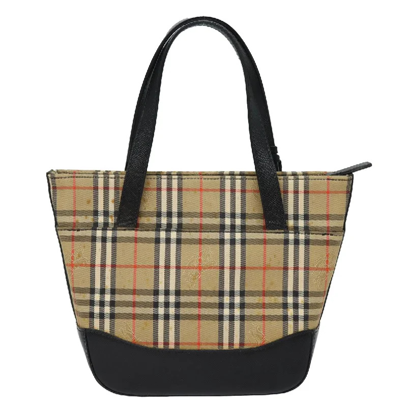 BURBERRY Nova Check Hand Bag Canvas Beige  81322