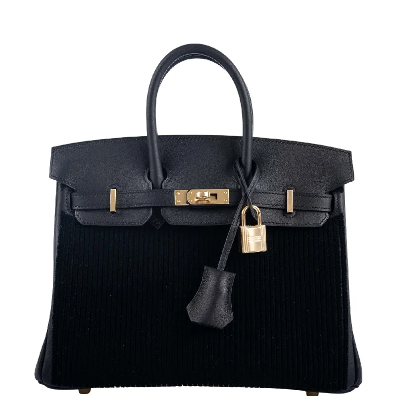 Hermès Birkin 25 Black côte à côte tuffetage and Swift Permabrass Hardware