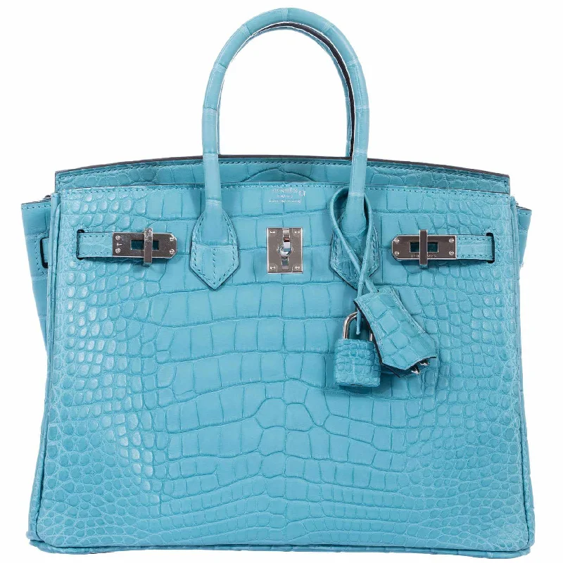 Hermès Birkin 25 Blue Saint Cyr Matte Alligator Palladium Hardware