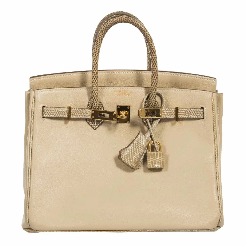 Hermès Birkin 25 HSS Argile Swift With Ficelle Lizard Gold Hardware - Special Edition