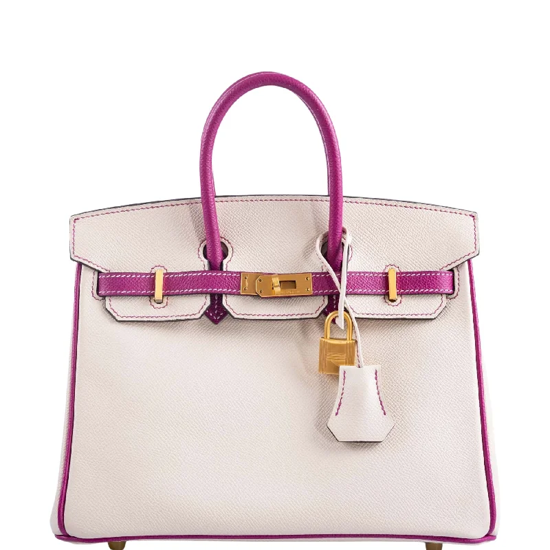 Hermès Birkin 25 HSS Rose Pourpre and Craie Epsom with Brushed Gold Hardware