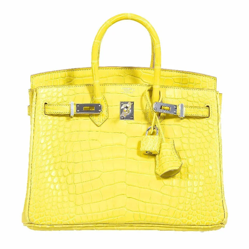 Hermès Birkin 25 Lime Yellow Matte Alligator Palladium Hardware