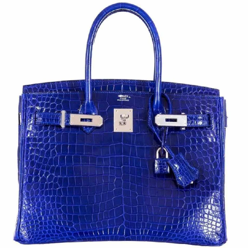 Hermès Birkin 30 Blue Electric Porosus Crocodile Palladium Hardware