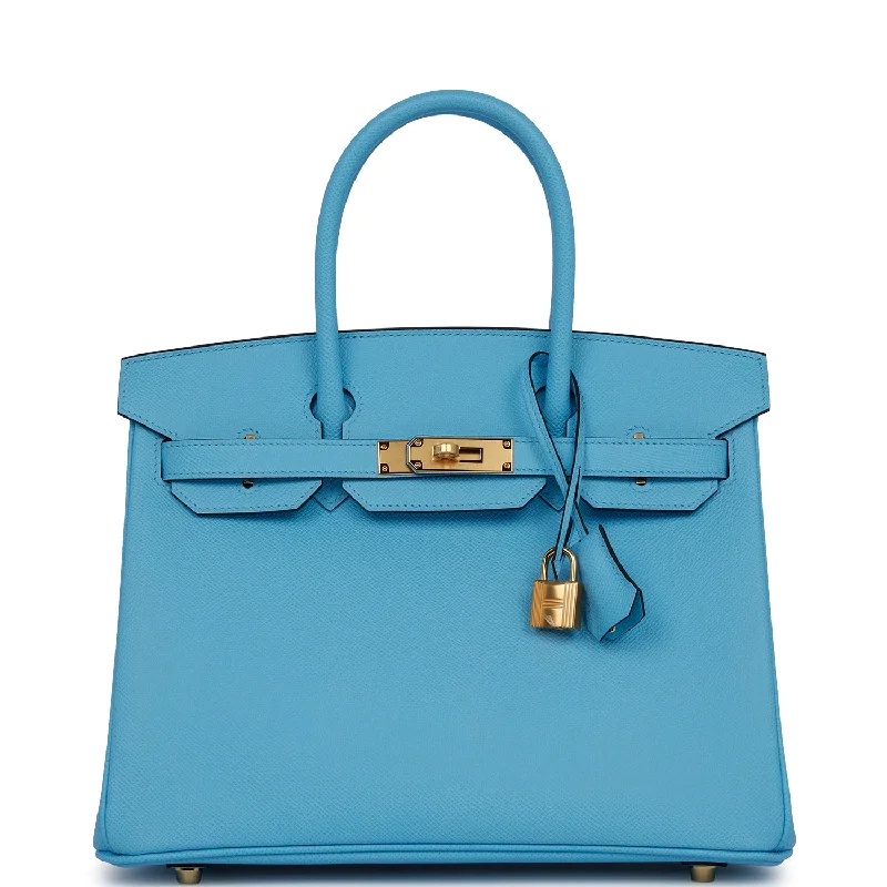 Hermes Birkin 30 Celeste Epsom Gold Hardware