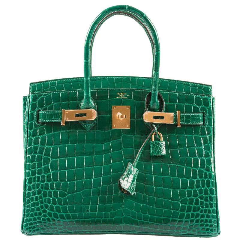 Hermès Birkin 30 Vert Emerald Niloticus Crocodile Gold Hardware