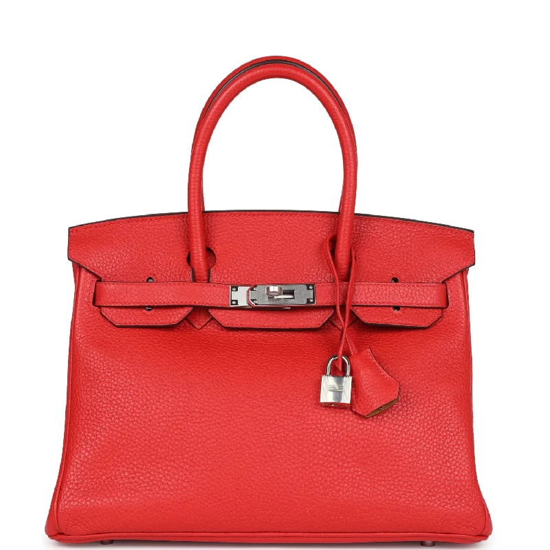 Hermes Birkin 30 Geranium Verso Clemence Palladium Hardware