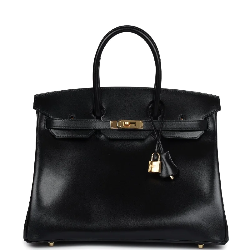 Hermes Birkin 35 Black Box Gold Hardware