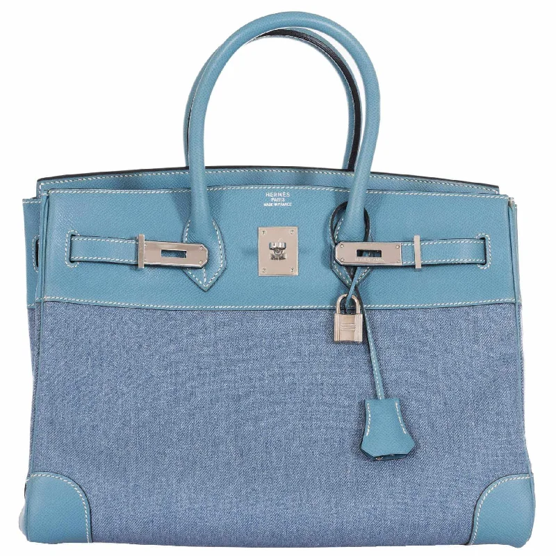 Hermès Birkin 35 Blue Denim And Blue Jean Epsom Contrast Stitching Palladium Hardware