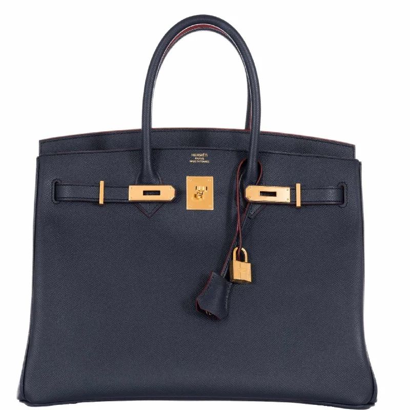 Hermès Birkin 35 Blue Indigo Contour Rouge H Epsom Gold Hardware