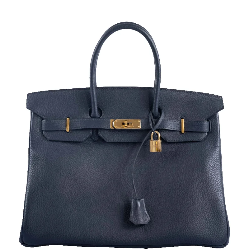 Hermès Birkin 35 Blue Sapphire Ardennes leather Gold Hardware