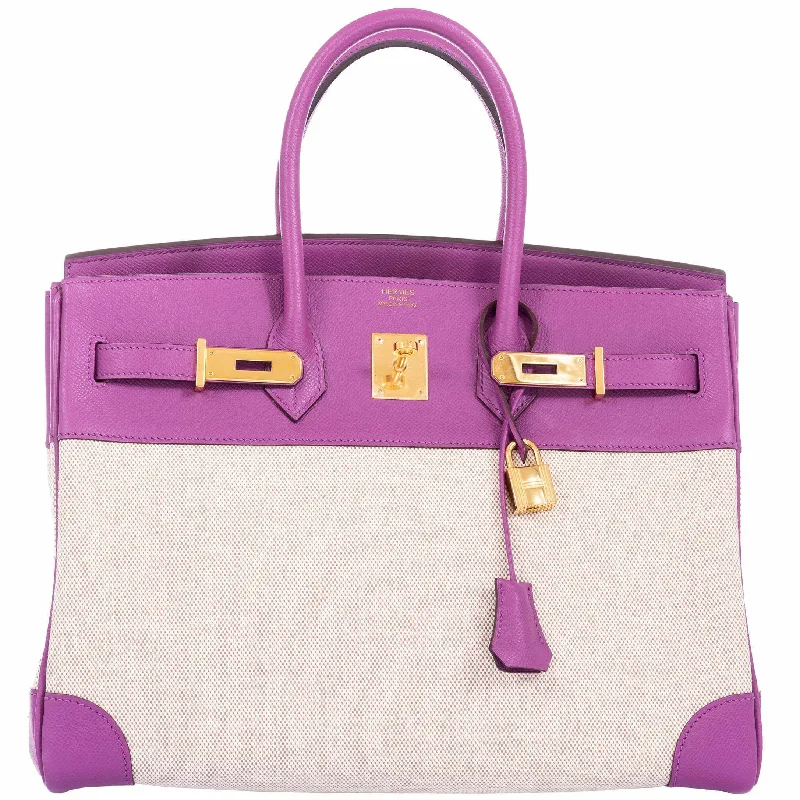 Hermès Birkin 35 Cyclamen Toile And Epsom Gold Hardware * Rare