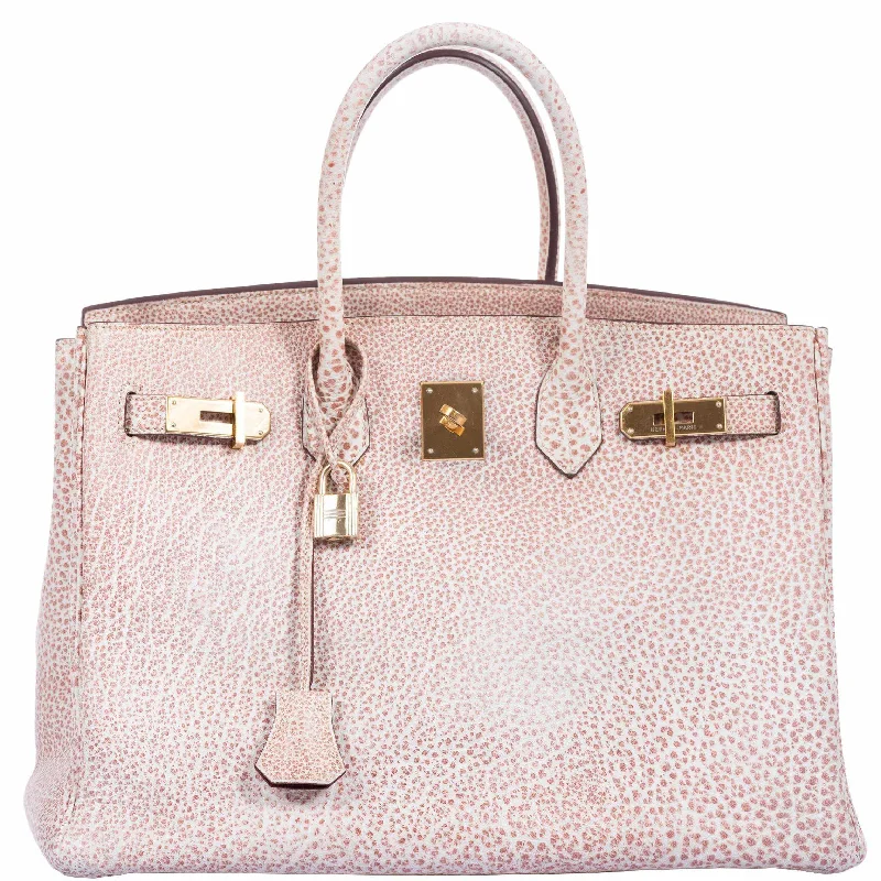 Hermès Birkin 35 Dalmatian Pink & White Buffalo Gold Hardware - Limited Edition