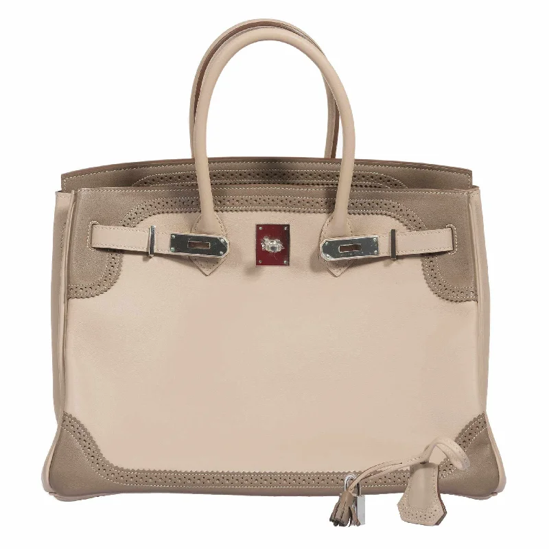 Hermès Birkin 35 Ghillies Argile Etoupe Swift Palladium Hardware