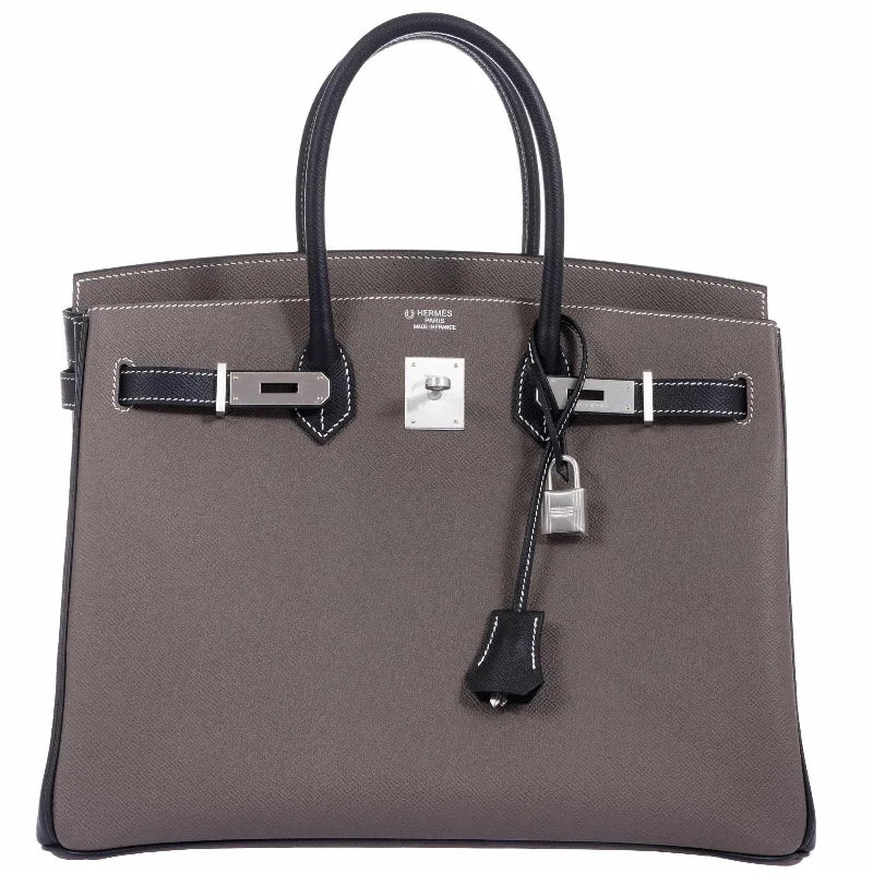 Hermès Birkin 35 HSS Bi-Color Etain & Black Epsom Brushed Palladium Hardware