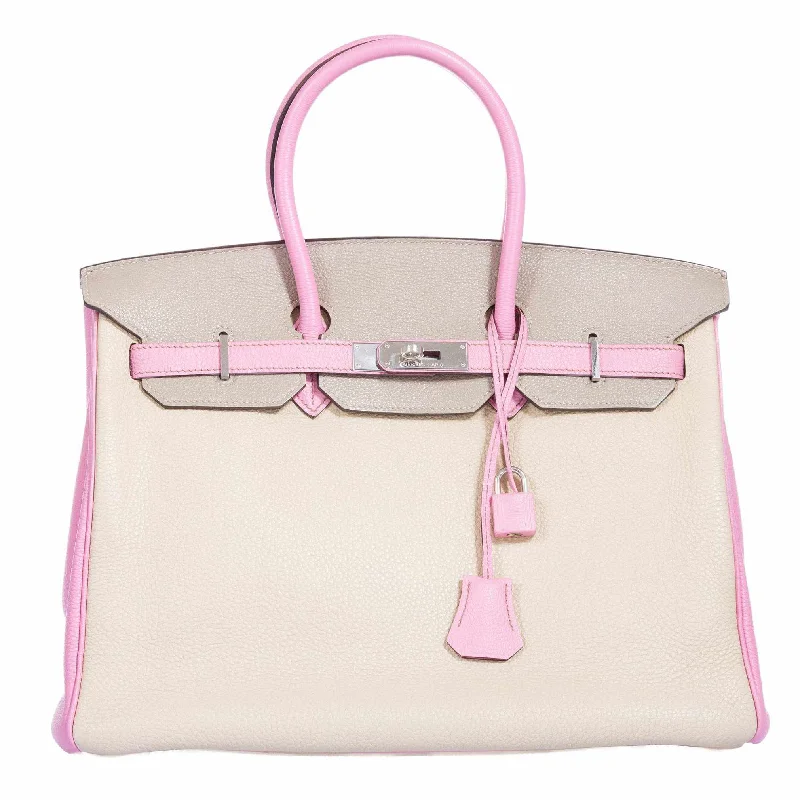 Hermès Birkin 35 HSS Tri-Color Gris T * Bubblegum * Trench Togo Palladium Hardware