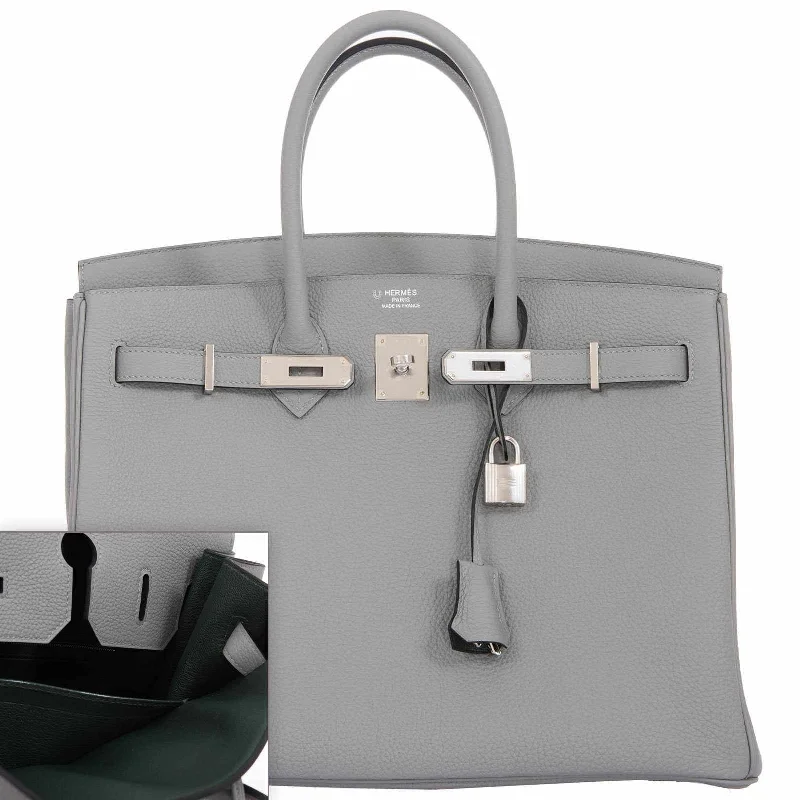 Hermès Birkin 35 HSS Gris Mouette & Vert Fonce Togo Palladium Hardware