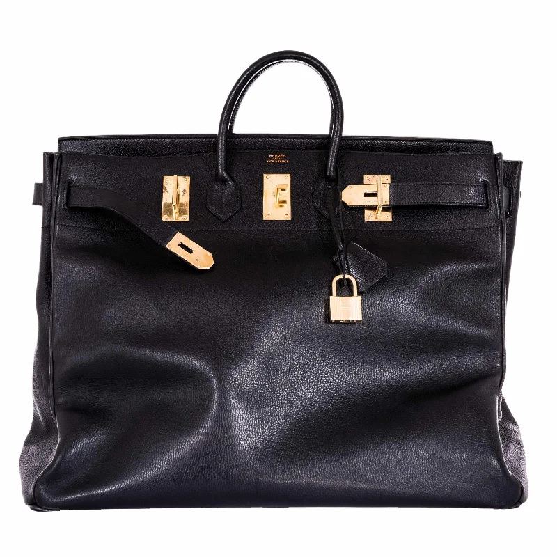 Hermès Birkin 55 Travel HAC Black Ardennes Gold Hardware