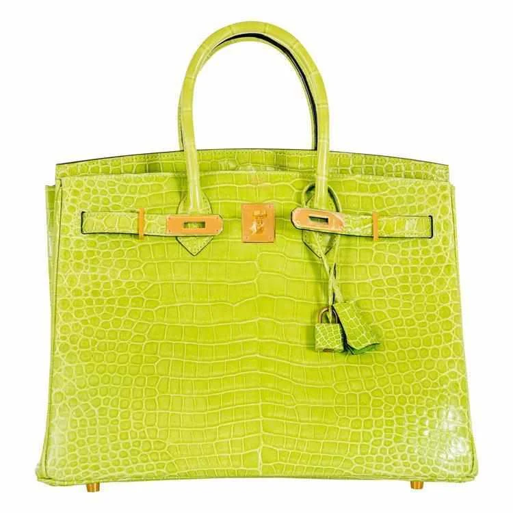 Hermès Birkin 35 Vert Anis Green Crocodile Gold Hardware