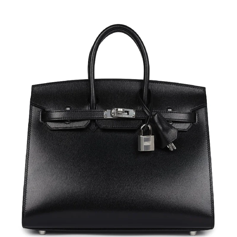 Hermes Birkin Sellier 25 Black Box Palladium Hardware