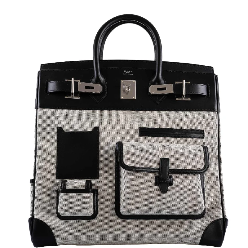 Hermès Cargo HAC Birkin 40 Black Box and Toile Palladium Hardware