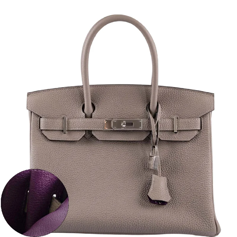 Hermès HSS Birkin 30 Gris Asphalte Togo with Cassis Interior with Palladium Hardware