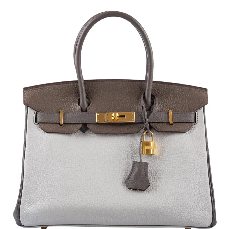 Hermès HSS Birkin 30 Etain, Gris Perle and Etoupe Clemence Gold Hardware