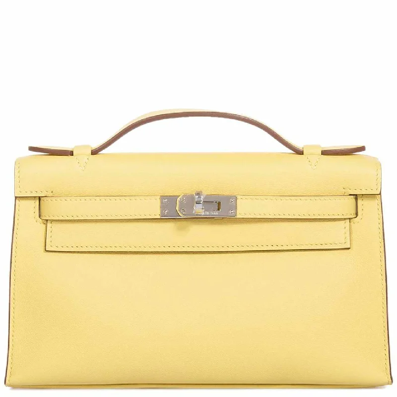 Hermès Kelly Mini Pochette Jaune Poussin Swift Palladium Hardware