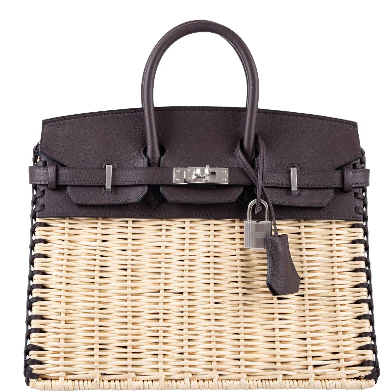 Hermès Picnic Birkin 25 Osier Wicker & Rouge Swift with Palladium Hardware