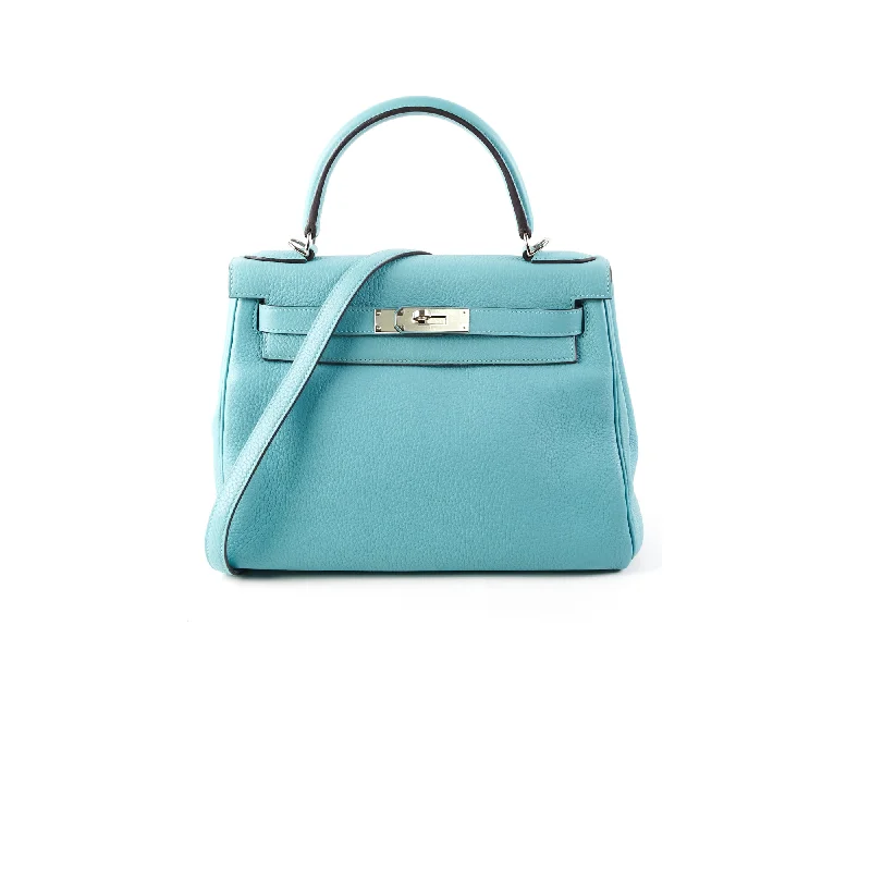 Hermes Kelly 28 Clemence Blue Jeans