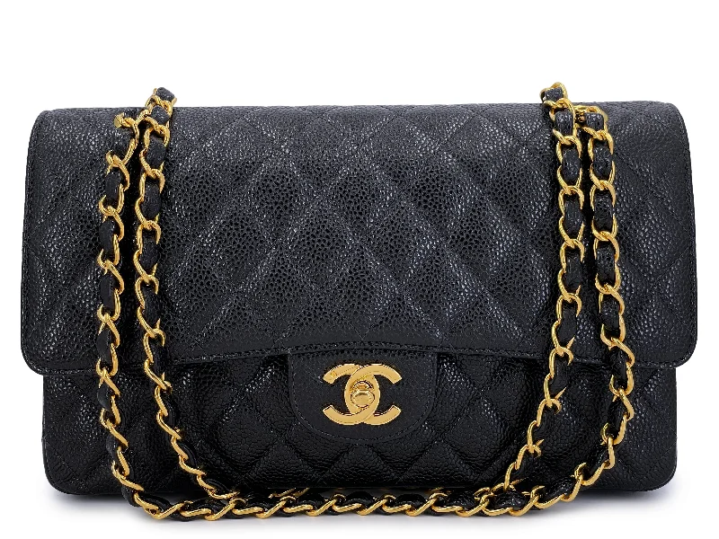 Pristine Chanel Vintage Black Caviar Medium Classic Double Flap Bag 24k GHW