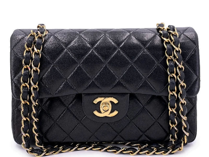 Chanel 2003 Vintage Black Small Classic Double Flap Bag 24k GHW Lambskin