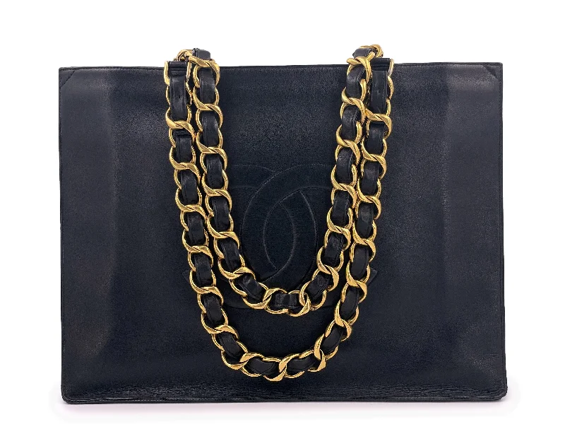 Chanel 1996 Vintage Black Chunky Chain Shopper Tote Bag 24k GHW