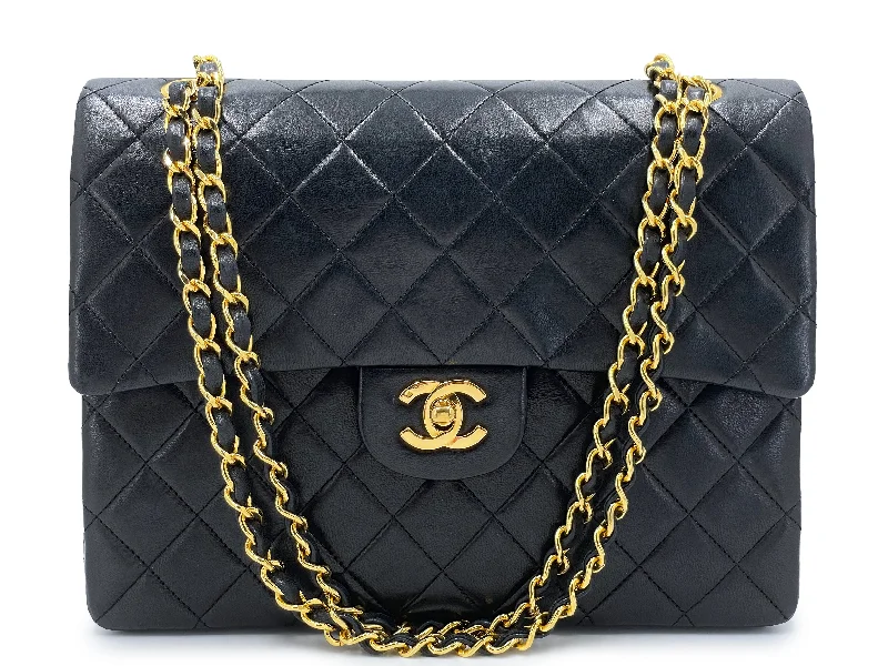 Chanel Vintage 1989 Black Tall Medium Classic Double Flap Bag 24k GHW