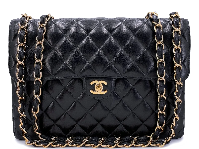 Chanel Vintage 2004 Black Jumbo Classic Flap Bag 24k GHW