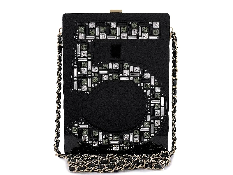 Chanel 2015 Crystal "5" Plexiglass Minaudière Evening Clutch Bag GHW