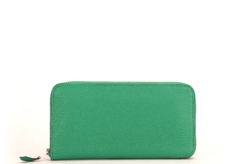 HERMES AZAP WALLET (STAMP R) GREEN MENTHE CHEVRE LEATHER, WITH DUST COVER & BOX