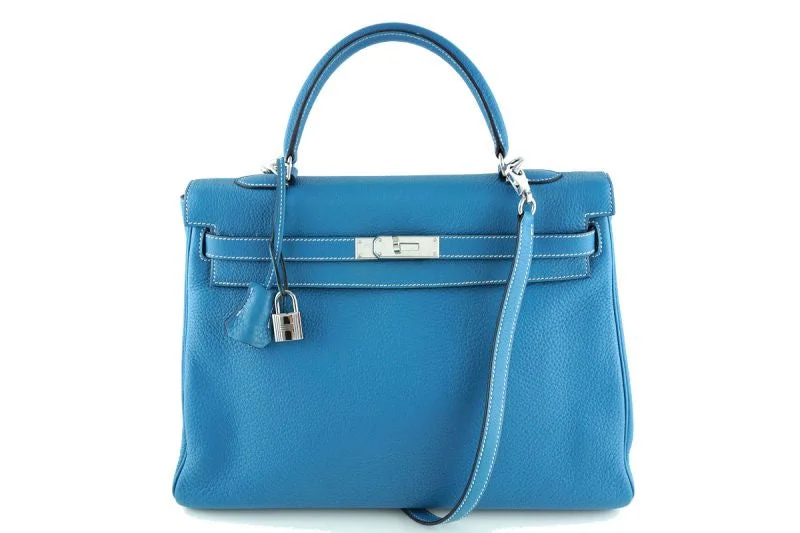 Hermes Blue Jean 35cm Kelly Togo Retourne Bag