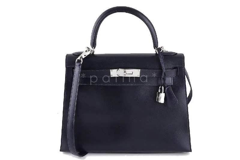 Hermes Indigo (Dark Navy) 28cm Box calf Kelly Sellier Bag