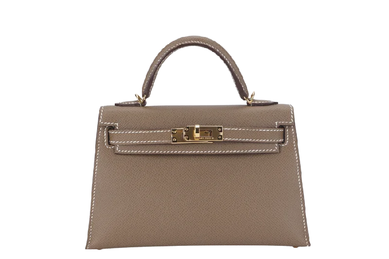 HERMES KELLY 20 ETOUPE COLOR EPSOM LEATHER WITH GOLD HARDWARE STAMP Z (2021) WITH LOCK&KEYS, STRAPS AND DUST COVER