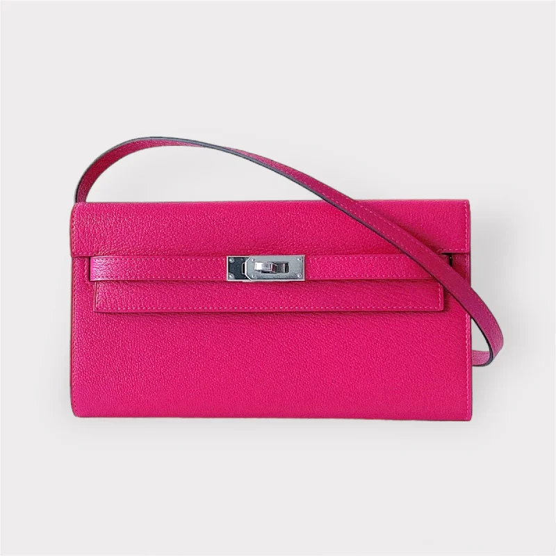 Hermes Kelly Classique To Go Wallet, In Pink, Rose Mexico Epsom Leather