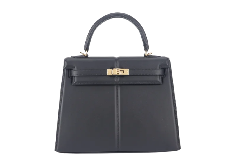 HERMES KELLY PADDED 25 STAMP Z (YEAR 2021) BLACK SWIFT LEATHER GOLD HARDWARE WITH LOCK&KEYS, RAINCOAT AND DUST COVER