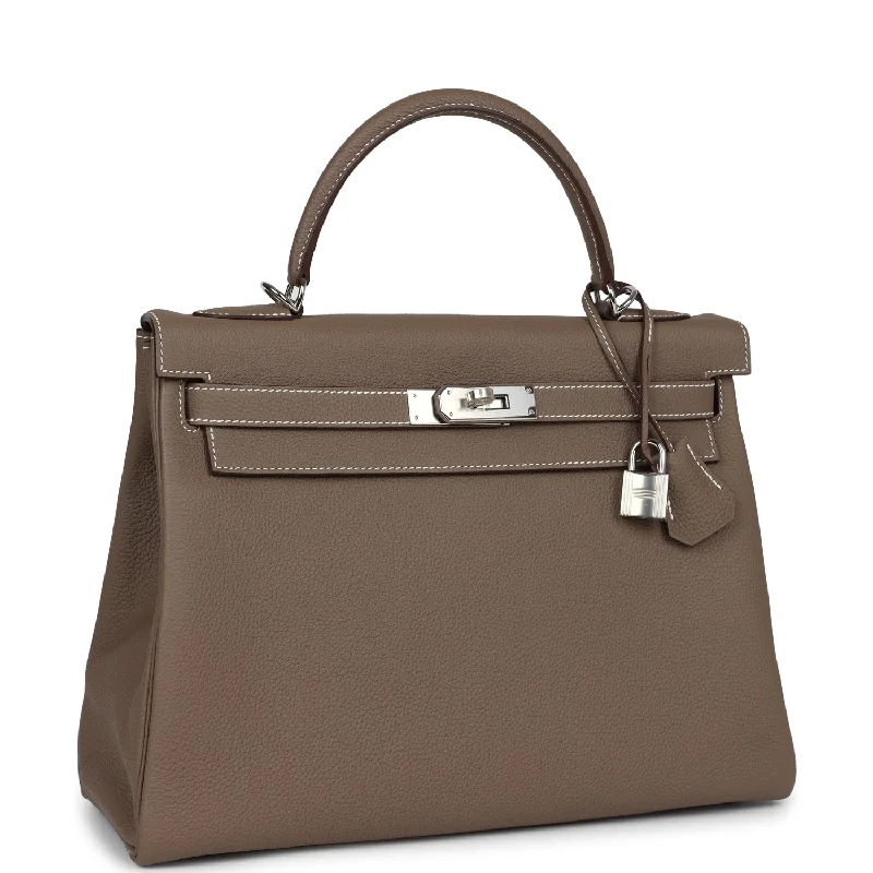 Hermes Kelly Retourne 32 Etoupe Togo Palladium Hardware