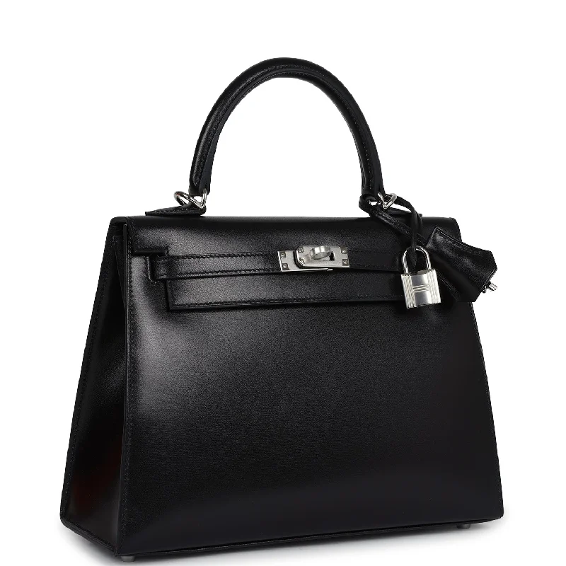 Hermes Kelly Sellier 25 Black Box Palladium Hardware