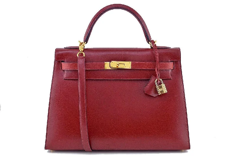 Hermes Rouge H Red 32cm Box calf Kelly Sellier Bag