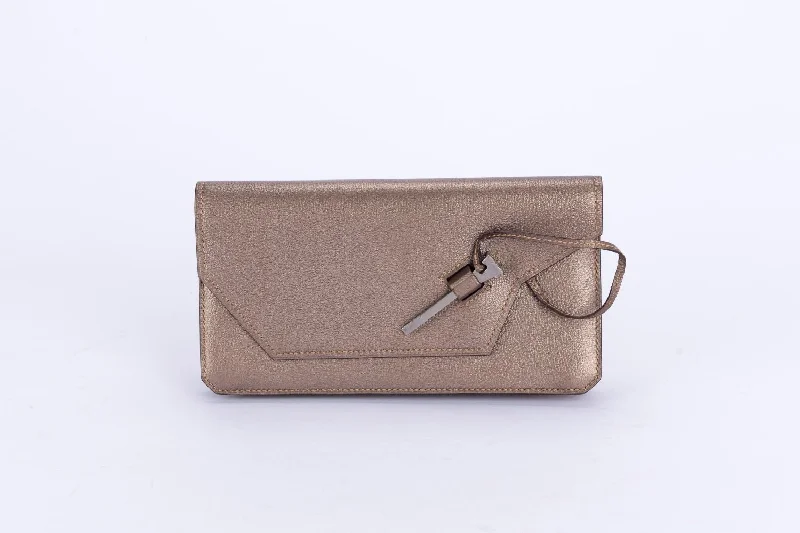 Hermes Clutch Metallic Grey Clutch with Mirror & Box