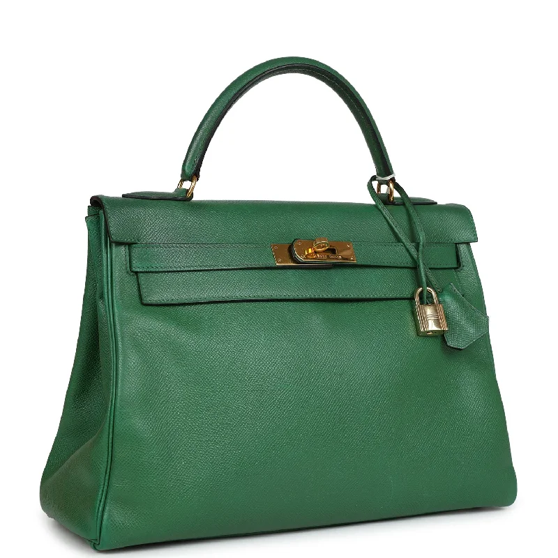 Hermes Kelly Retourne 32 Vert Bengale Courchevel Gold Hardware