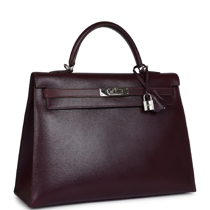 Hermes Kelly Sellier 35 Raisin Box Palladium Hardware