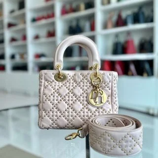 Lady Small Studded Soft Lambskin Leather Sakura Pink GHW